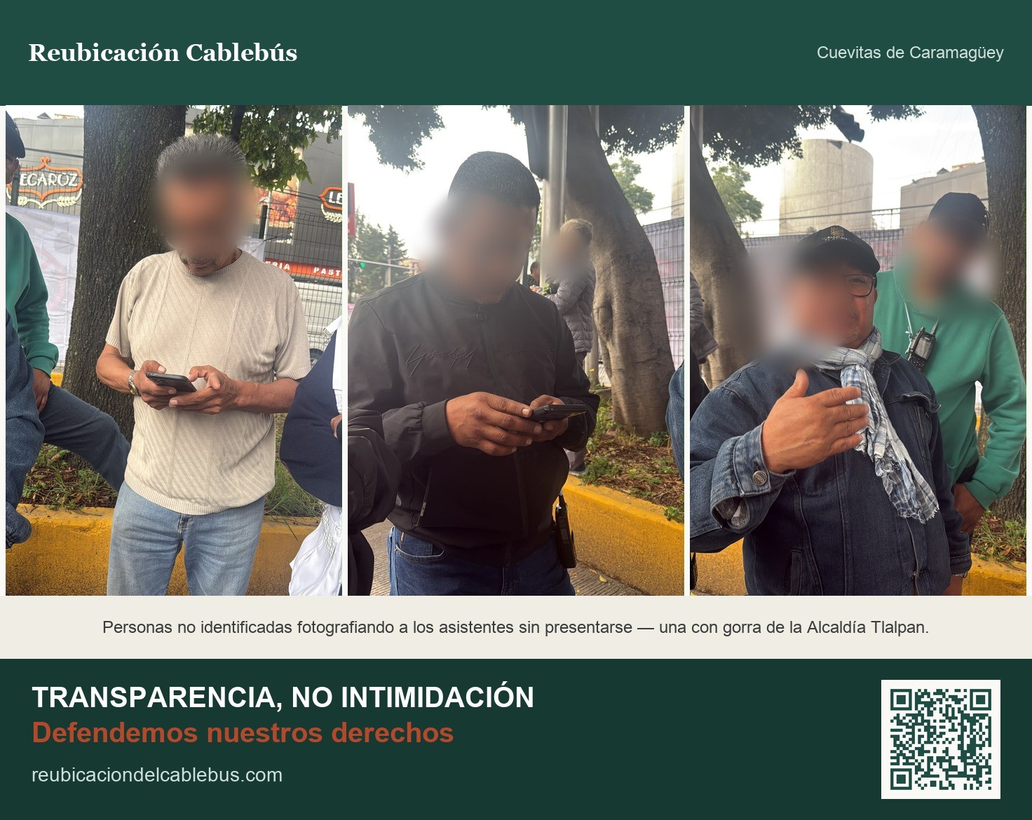 Personas no identificadas fotografiando a los asistentes de la protesta sin presentarse